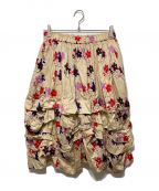COMME des GARCONS GIRLコムデギャルソンガール）の古着「フローラルプリントスカート」｜ベージュ