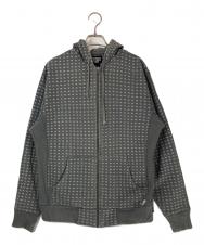 stussy (ステューシー) OLD 総柄 ジップパーカー グレー サイズ:M