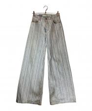 OFFWHITE (オフホワイト) ストライプワイドレッグジーンズ ブルー サイズ:27