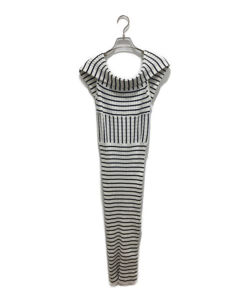 HER LIP TO（ハーリップトゥ）Her lip to (ハーリップトゥ) Stripe Ribbed Knit Midi Dress ホワイト サイズ:Sの古着・服飾アイテム