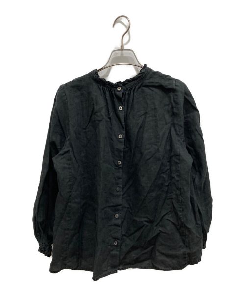 nest Robe（ネストローブ）nest Robe (ネストローブ) リネンスタンドフリルブラウス ブラック サイズ:Freeの古着・服飾アイテム