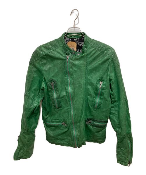 DIESEL（ディーゼル）DIESEL (ディーゼル) バイカーライダースジャケット グリーン サイズ:Mの古着・服飾アイテム