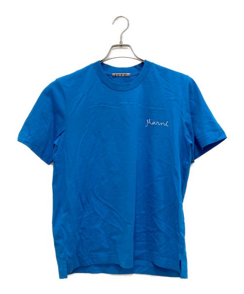 MARNI（マルニ）MARNI (マルニ) マルニイタリックロゴクルーネックTシャツ ブルー サイズ:40の古着・服飾アイテム