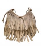 Yves Saint Laurentイヴサンローラン）の古着「Suede Fringe Shoulder Bag」｜ベージュ