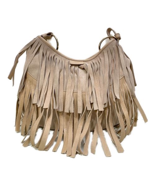 Yves Saint Laurent（イヴサンローラン）Yves Saint Laurent (イヴサンローラン) Suede Fringe Shoulder Bag ベージュの古着・服飾アイテム