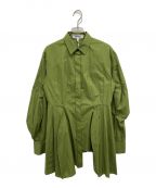 ENFOLDエンフォルド）の古着「ブロードデフォルメカーブシャツ」｜黄緑
