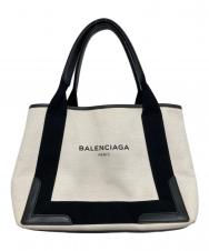 BALENCIAGA (バレンシアガ) ネイビーカバスSキャンバストートバッグ ベージュ