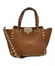 VALENTINO (ヴァレンティノ) 2WAYロックスタッズショルダーバッグ ブラウン
