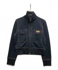 adidas (アディダス) ショート丈ダブルジップトラックジャケット ブラック サイズ:XS