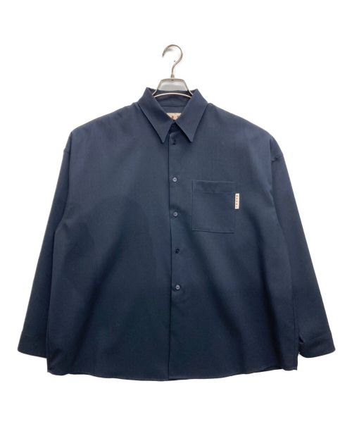 MARNI（マルニ）MARNI (マルニ) ウールトロピカルシャツ ネイビー サイズ:46の古着・服飾アイテム