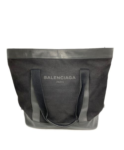 BALENCIAGA（バレンシアガ）BALENCIAGA (バレンシアガ) ネイビー キャンバストートバッグ ブラックの古着・服飾アイテム
