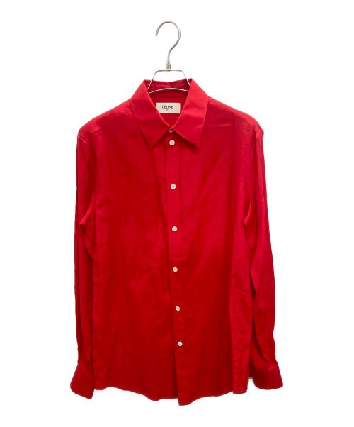CELINE（セリーヌ）CELINE (セリーヌ) コットンレーヨンツイルシャツ レッド サイズ:SIZE XSの古着・服飾アイテム