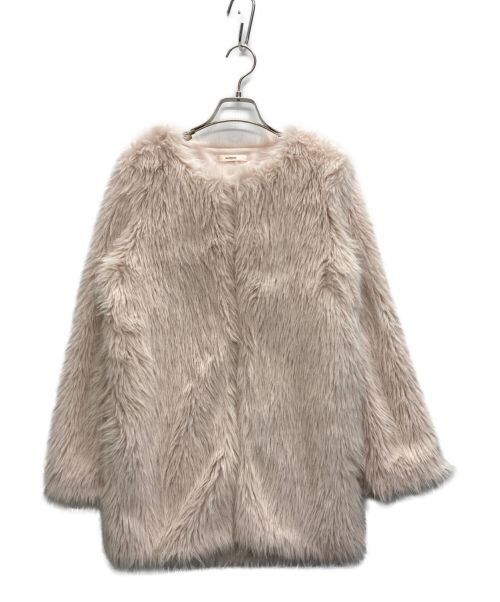 MISTREASS（ミストレアス）MISTREASS (ミストレアス) Eco-Fur Collarless Coat ピンク サイズ:FREEの古着・服飾アイテム
