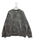 MAISON SPECIAL）の古着「Leaf Cutwork Embroidery Pigment Crew Neck Sweat Pullover」｜チャコールグレー
