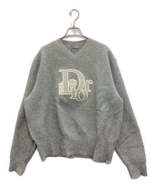 Dior（ディオール）Dior (ディオール) ERL (イーアールエル) ロゴ刺繍グリッターニット グレー サイズ:SIZE XXLの古着・服飾アイテム