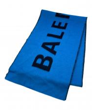 BALENCIAGA (バレンシアガ) LOGO JACQUARD WOOL SCARF ブルー×ブラック