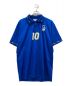 DIADORA（ディアドラ）の古着「90’ｓ フロッキープリント サッカー ゲームシャツ ロベルト・バッジョ」｜ブルー