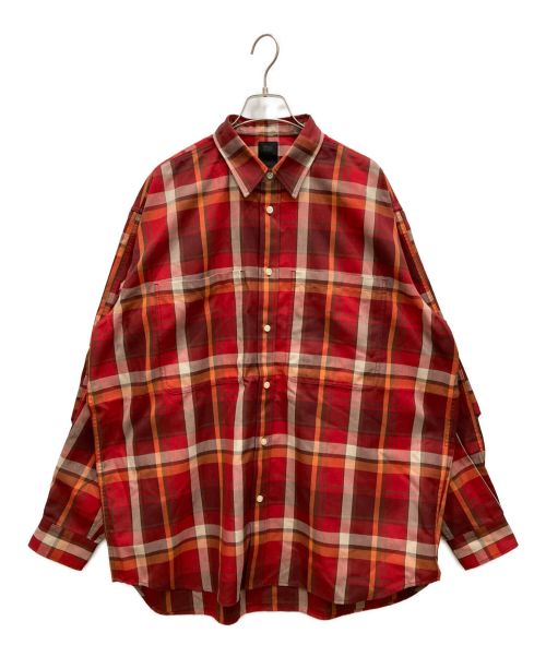 DAIWA PIER39（ダイワ ピア39）DAIWA PIER39 (ダイワ ピア39) Tech Work Shirts Flannel Plaids　BE-88022　テック　ワーク　シャツ　チェック レッド サイズ:Lの古着・服飾アイテム