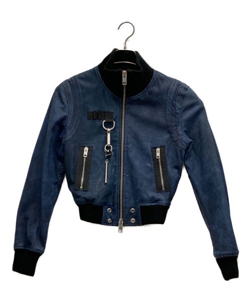 DIESEL（ディーゼル）DIESEL (ディーゼル) インディゴシープスキンレザージャケット ネイビー サイズ:XSの古着・服飾アイテム