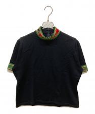 LEONARD (レオナール) ビジュー半袖ニット ブラック サイズ:SIZE LL