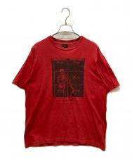stussy (ステューシー) スカルプリントTシャツ レッド サイズ:SIZE L
