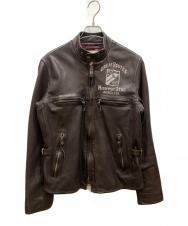AVIREX (アヴィレックス) プリントライダースレザージャケット ブラウン サイズ:SIZE M