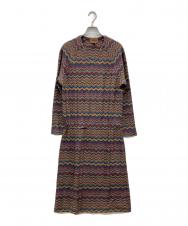 missoni (ミッソーニ) ジグザグ柄ニットワンピース マルチカラー サイズ:32