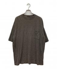 COMOLI (コモリ) 24SS サマーウール 半袖Tシャツ ブラック×ベージュ サイズ:3