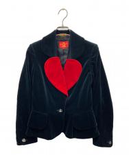 Vivienne Westwood RED LABEL (ヴィヴィアンウエストウッドレッドレーベル) ベロア ラブジャケット ブラック×レッド サイズ:2