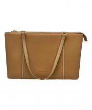 BURBERRY (バーバリー) レザースクエアトートバッグ ベージュ