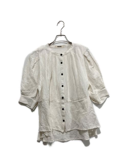 Rumche（ラム・シェ）Rumche (ラム・シェ) リネンボリュームスリーブブラウス ホワイト サイズ:FREEの古着・服飾アイテム