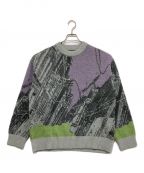 MAISON SPECIALメゾンスペシャル）の古着「Airy Mohair Abstract Prime-Over Crew Neck Knit Pullover」｜パープル