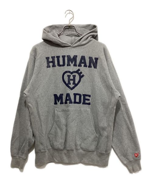 HUMAN MADE（ヒューマンメイド）HUMAN MADE (ヒューマンメイド) カレッジロゴ パーカー グレー サイズ:XLの古着・服飾アイテム