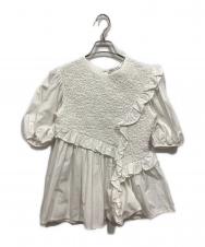 CECILIE BAHNSEN (セシリーバンセン) Carlotta Ruffled Cotton-Blend Poplin Top/ フリルブラウス ホワイト サイズ:UK8(S~Mサイズ相当)