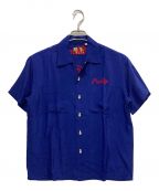 STYLE EYESスタイルアイズ）の古着「チェーン刺繍レーヨンボーリングシャツ/SE35364」｜ブルー