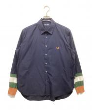 FRED PERRY (フレッドペリー) 袖切替シャツ ネイビー サイズ:M