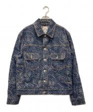 EVISU (エヴィス) オールオーバーレオパードジャカード デニムジャケット インディゴ サイズ:S