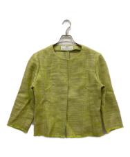 BALENCIAGA (バレンシアガ) リネンノーカラージャケット イエロー サイズ:40