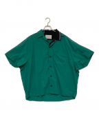 KOLORカラー）の古着「22SS ナイロンタフタオープンカラーシャツ」｜グリーン
