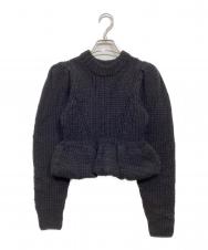 CLANE (クラネ) PEPLUM HAND KNIT TOPS ブラック サイズ:1