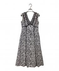 HER LIP TO (ハーリップトゥ) Lace Trimmed Floral Dress ホワイト×ブラック サイズ:S