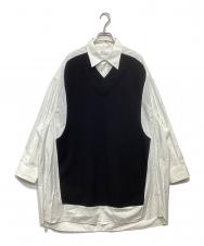 Maison Margiela (メゾンマルジェラ) ドッキングシャツワンピース ホワイト×ブラック サイズ:XXS