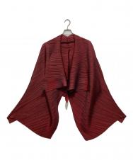 ISSEY MIYAKE (イッセイミヤケ) プリーツカーディガン レッド サイズ:2