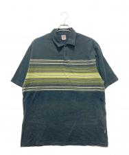 stussy (ステューシー) ストライプポロシャツ ブラック×グリーン サイズ:XL
