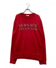 VERSACE COLLECTION (ヴェルサーチ コレクション) ロゴプリントスウェット レッド サイズ:M