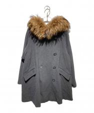 Weekend Max Mara (ウィークエンド マックスマーラ) ファー付ヴァージンウールコート グレー サイズ:36