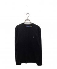 POLO RALPH LAUREN (ポロ・ラルフローレン) カシミヤ混ケーブルニット ブラック サイズ:XS