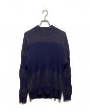 ISSEY MIYAKE MEN (イッセイミヤケメン) モヘア混ハイネックデザインニット ネイビー サイズ:3