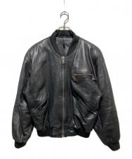 EURO VINTAGE (ユーロヴィンテージ) 裏総柄レザーボンバージャケット ブラック サイズ:不明