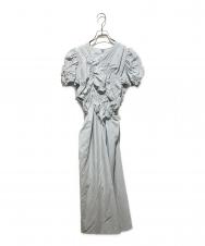 AMERI (アメリ) BUMPY GATHER FLARE DRESS ブルー サイズ:Ｍ